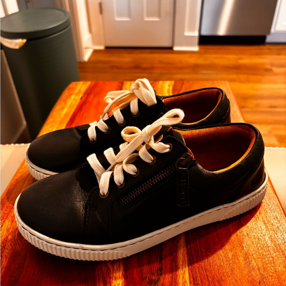 Born Black and Cream Leather Women's Sneakers